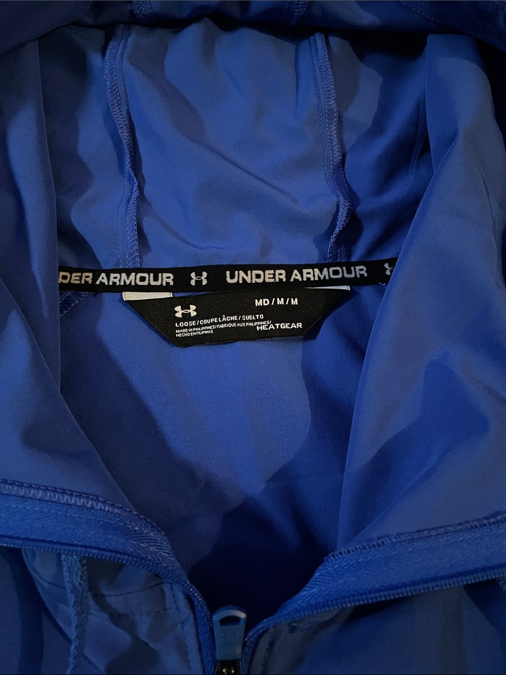 Under Armour Men's Heat Gear Blue Full-Zip Hooded Jacket - Picture 2 of 3